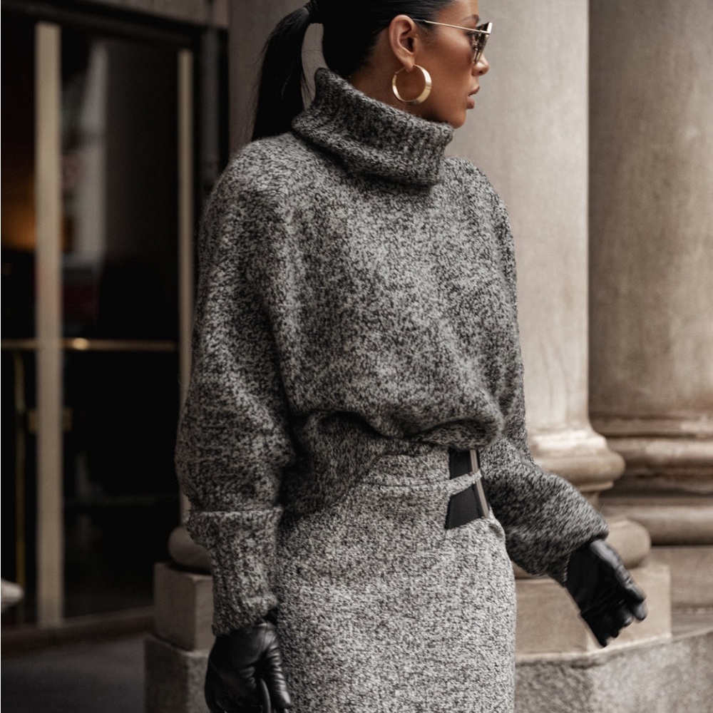 ISO Jluxlabel Grey Beginnings Sweater Knit Turtleneck